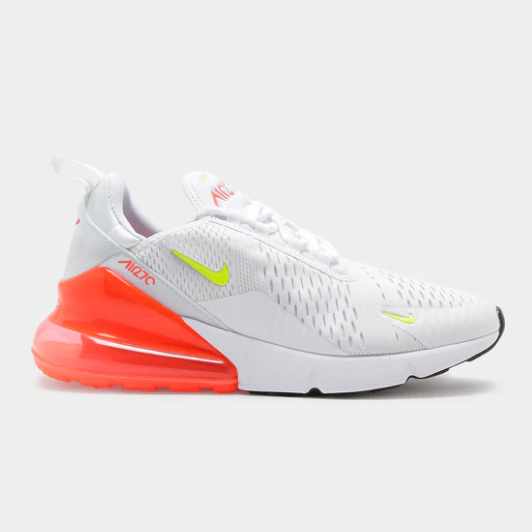 Womens Air Max 270 Sneakers in White & Orange