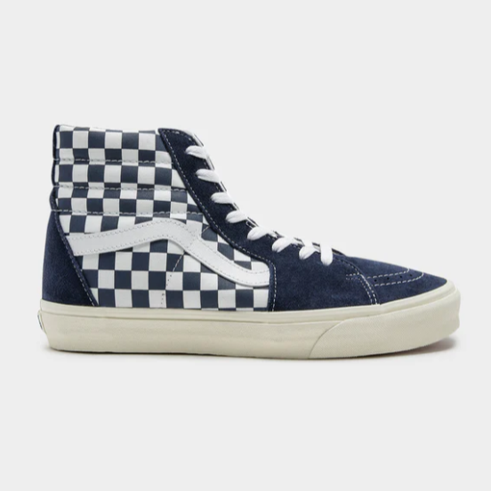 Unisex Sk8 High Top Sneakers in Checkerboard Dress Blues & White